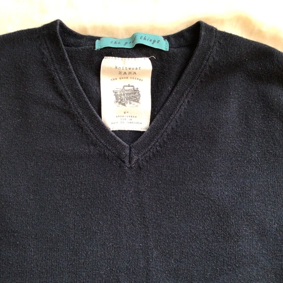 Zara Navy V Neck Sweater & H&M Crewneck Blue Sweater, size 6 - Picture 4 of 6